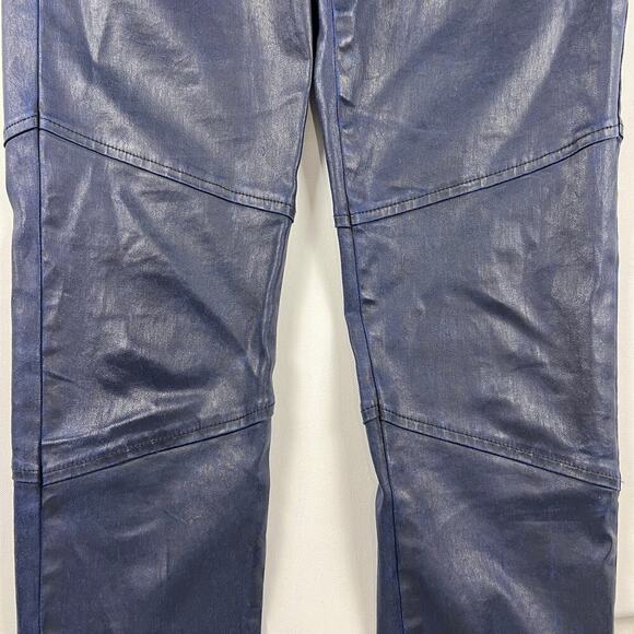 Nicole Miller Artelier Coated Navy Blue Skinny Jeans Zipper Ankle Size 6 - Picture 7 of 13